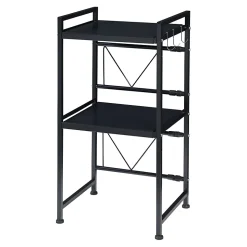 Étagère à micro-ondes Sorsele avec 2 tablettes réglables noir en.casa