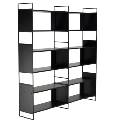Étagère 10 niches 5 niveaux noire piètement métal