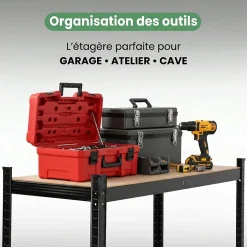 Étagère à pneus de garage en métal 120 cm 3 niveaux noire 120x40x180 cm