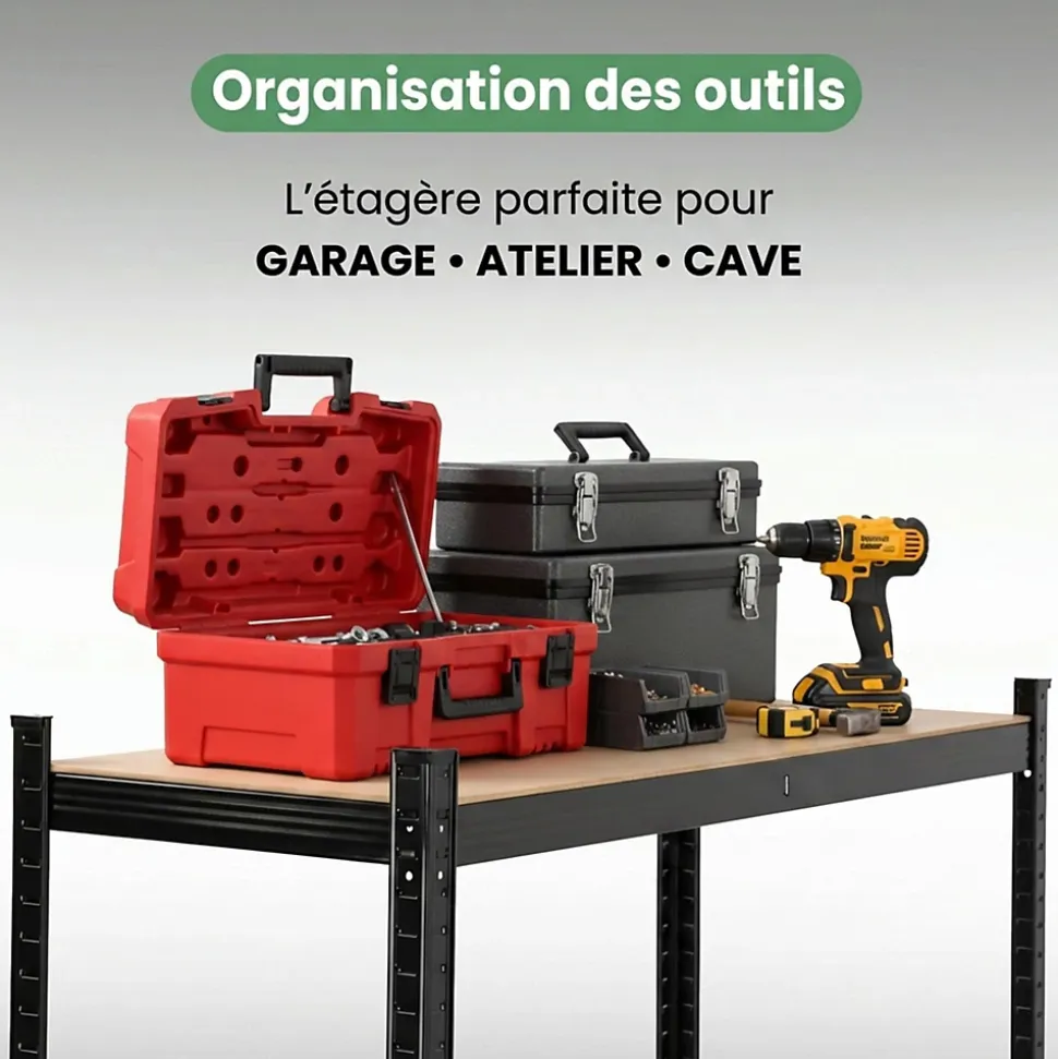 Étagère à pneus de garage en métal 120 cm 3 niveaux noire 120x40x180 cm