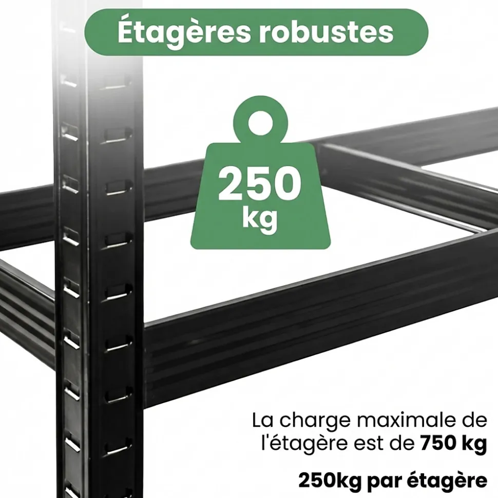 Étagère à pneus de garage en métal 120 cm 3 niveaux noire 120x40x180 cm