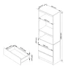 Étagère, 3 tiroirs 2 étagères, blanc / blanc Brillant, Largeur : 60 cm, Hauteur : 180 cm, Profondeur : 35 cm