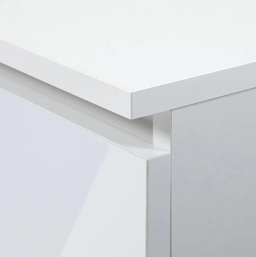 Étagère, 3 tiroirs 2 étagères, blanc / blanc Brillant, Largeur : 60 cm, Hauteur : 180 cm, Profondeur : 35 cm