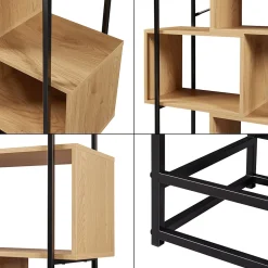 Étagère autoportante Rennebu acier 194 x 80 x 33 cm noir effet chêne en.casa