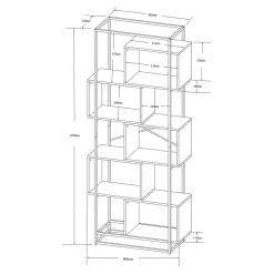 Étagère autoportante Rennebu acier 194 x 80 x 33 cm noir effet chêne en.casa