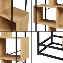 Étagère autoportante Rennebu acier 160 x 80 x 33 cm noir effet chêne en.casa
