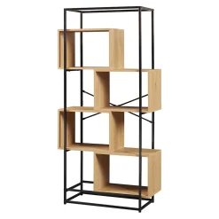 Étagère autoportante Rennebu acier 160 x 80 x 33 cm noir effet chêne en.casa