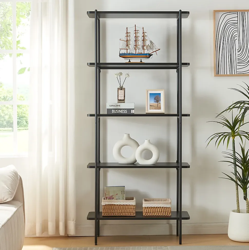 Étagère autoportante Samnanger 180 x 80 x 34 cm noir en.casa