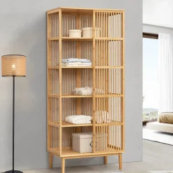 Étagère autoportante Trundholm en bambou 185 x 80 x 45 cm naturel en.casa