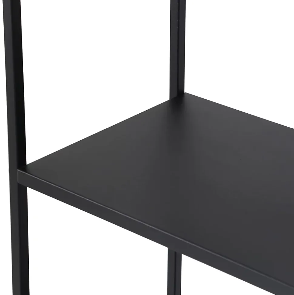 Étagère autoportante Vehmaa avec panneaux décoratifs acier 188 x 90 x 30 cm noir en.casa