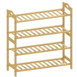 Étagère bambou style naturel - étagère à chaussures 4 niveaux - dim. 67,5 x 24,7 x 72 cm