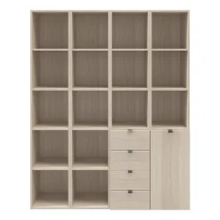 Étagère bibliothèque avec tiroirs et porte effet chêne GoodHome Atomia H. 187,5 x L. 150 x P. 37 cm