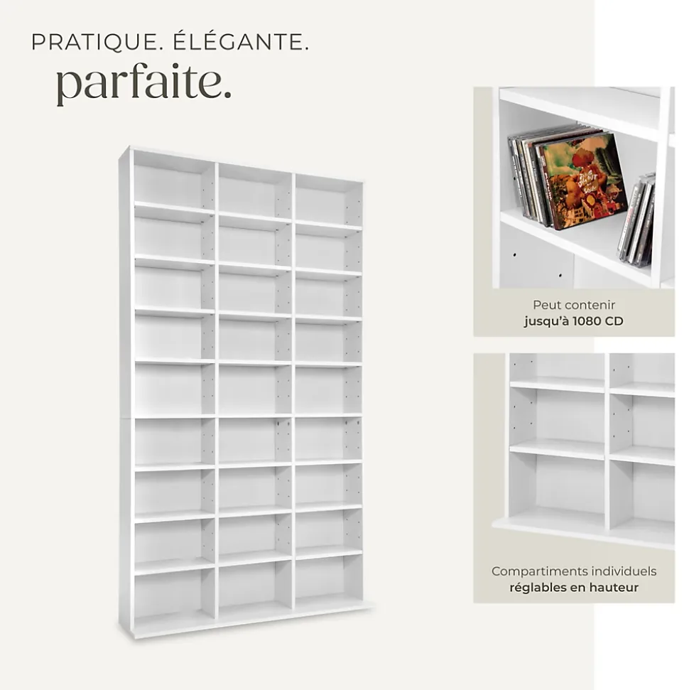 Étagère bibliothèque Christel 180 x 102 x 23,5cm aspect bois