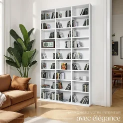 Étagère bibliothèque Christel 180 x 102 x 23,5cm aspect bois