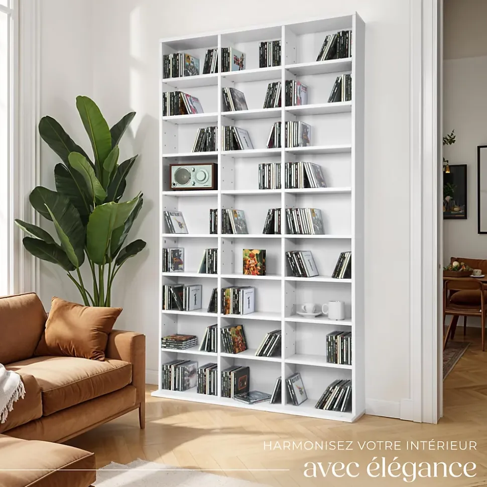 Étagère bibliothèque Christel 180 x 102 x 23,5cm aspect bois