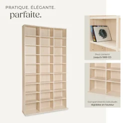 Étagère bibliothèque Christel 180 x 102 x 23,5cm aspect bois