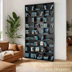 Étagère bibliothèque Christel 180 x 102 x 23,5cm aspect bois