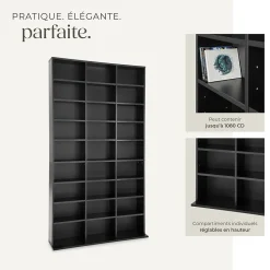 Étagère bibliothèque Christel 180 x 102 x 23,5cm aspect bois