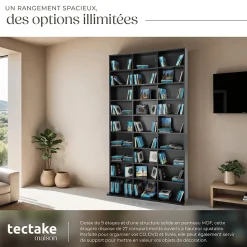 Étagère bibliothèque Christel 180 x 102 x 23,5cm aspect bois