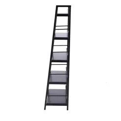 Étagère bibliothèque de rangement style industriel incliné 5 niveaux 70L x 35l x 150H cm noir