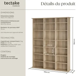 Étagère bibliothèque Stevie 105,5x19x136,5cm aspect bois