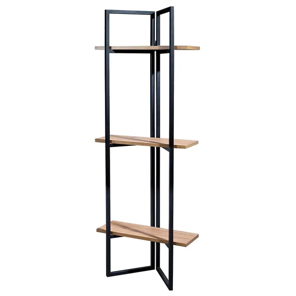 Étagère Bjerringbro à 3 niveaux 150 x 55 x 24 cm effet noyer noir en.casa