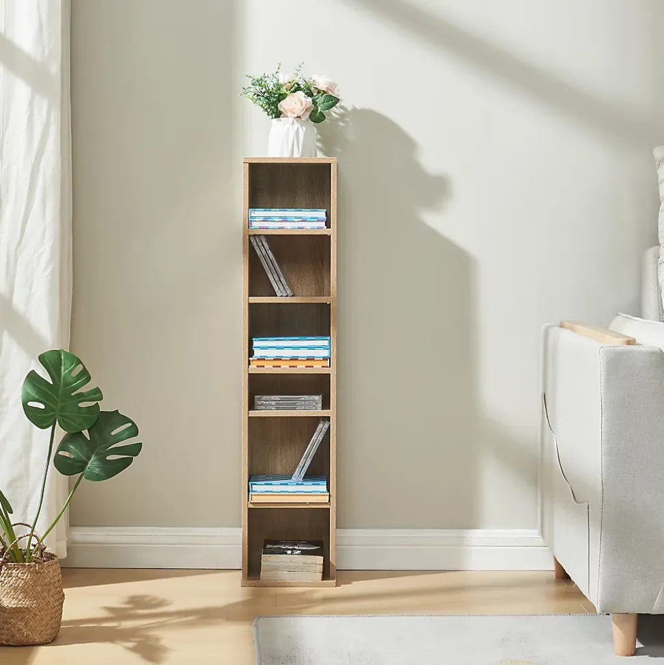 Étagère CD Tynset 90 x 20 x 20 cm effet chêne sonoma en.casa