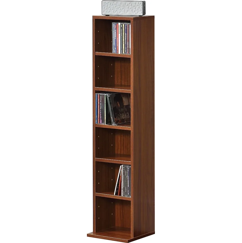 Étagère CD Tynset 90 x 20 x 20 cm effet noyer en.casa
