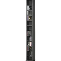 Étagère CD Tynset 175 x 20 x 20 cm gris foncé en.casa