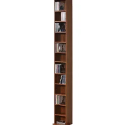 Étagère CD Tynset 175 x 20 x 20 cm effet noyer en.casa