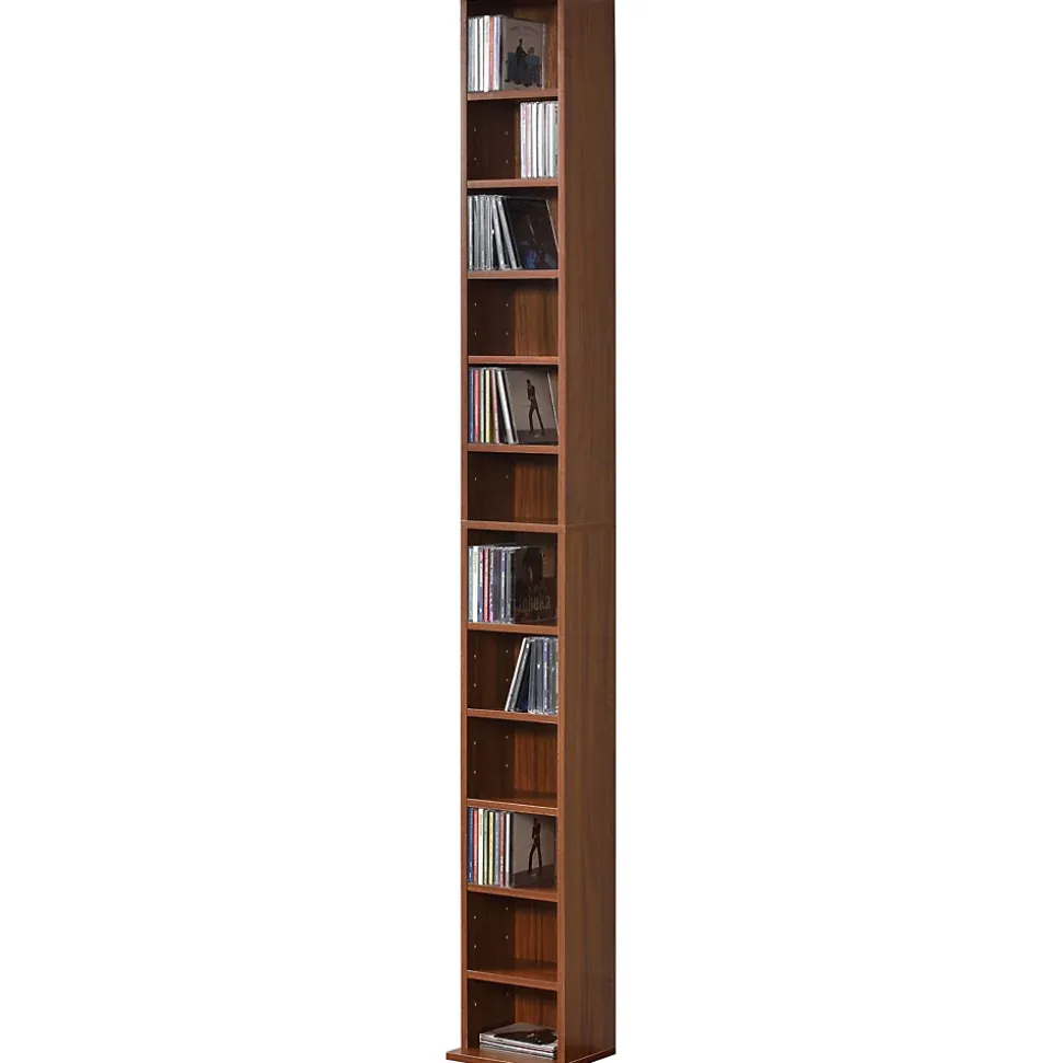 Étagère CD Tynset 175 x 20 x 20 cm effet noyer en.casa