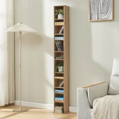 Étagère CD Tynset 175 x 20 x 20 cm effet chêne sonoma en.casa