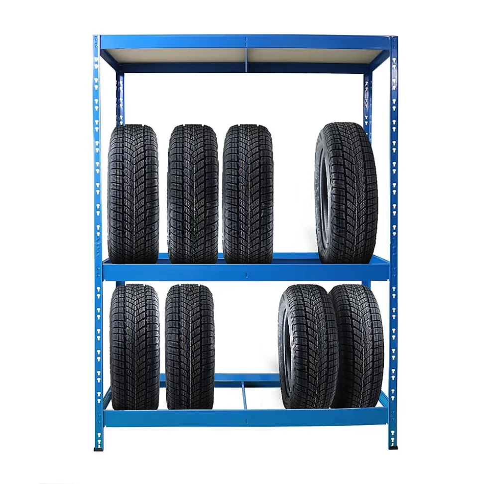 Étagère charge lourde Pour pneus de voiture Bleu 3 Étages 180 x 130 x 50 cm - Floordirekt