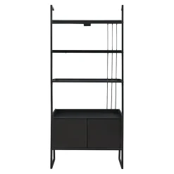 Étagère échelle Storfjord avec armoire noir en.casa