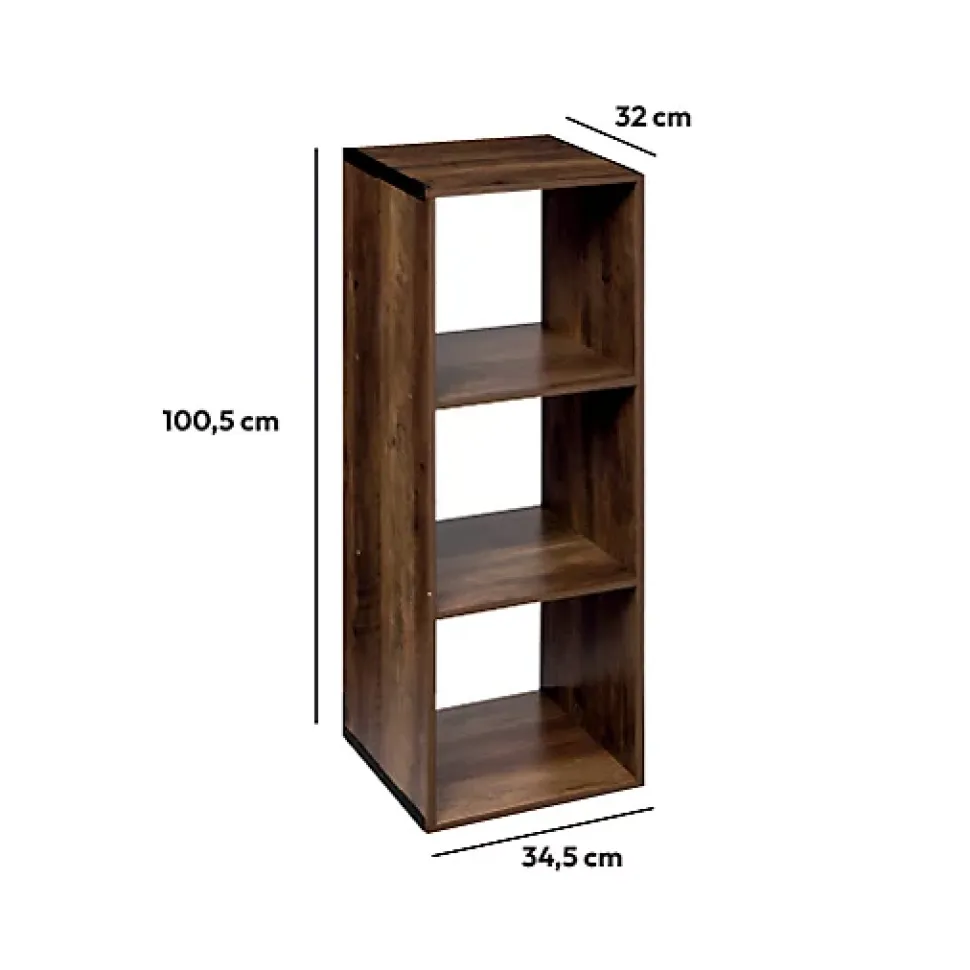 Étagère colonne 3 cases indus Effet bois foncé Mix N' Modul - 5Five