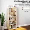 Étagère cube colonne - bibliothèque - rangement 5 compartiments - dim. 60 x 24 x 133 cm - effet bois naturel