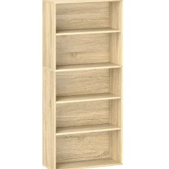 Étagère cube colonne - bibliothèque - rangement 5 compartiments - dim. 60 x 24 x 133 cm - effet bois naturel