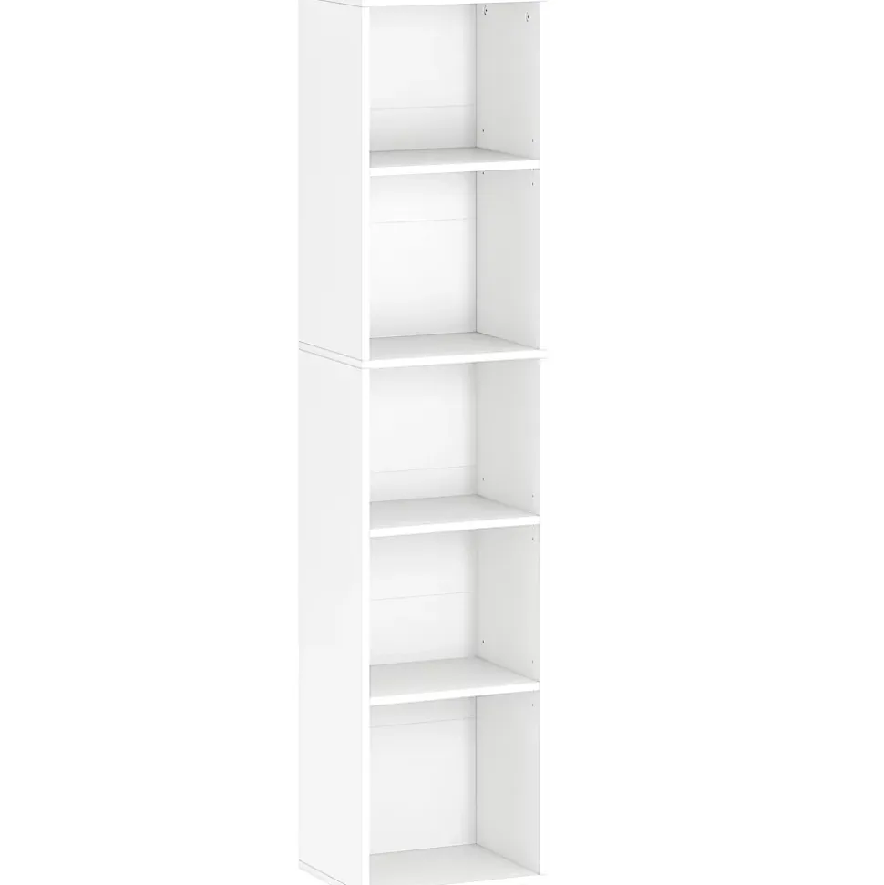 Étagère cube colonne - bibliothèque - rangement 5 compartiments - dim. 30 x 24 x 133 cm - blanc