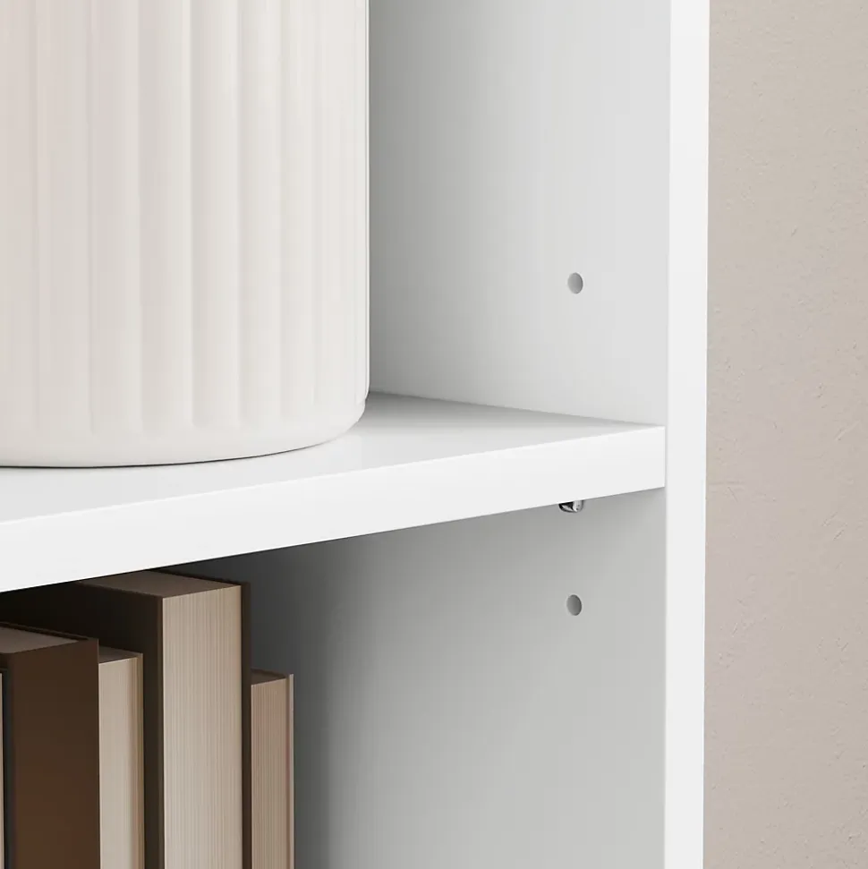 Étagère cube colonne - bibliothèque - rangement 5 compartiments - dim. 30 x 24 x 133 cm - blanc