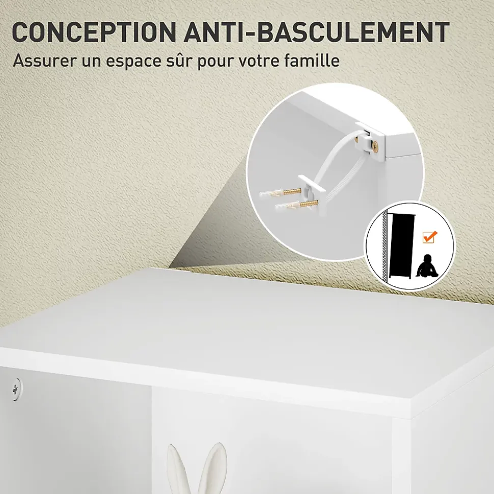 Étagère cube colonne - bibliothèque - rangement 5 compartiments - dim. 30 x 24 x 133 cm - blanc