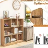 Étagère 8-Cube,3 Niveaux avec Compartiments , 2 Kits Anti-basculement, Armoire pour Livres ,Jouets, 100 x 24 x 104 cm (Naturel)