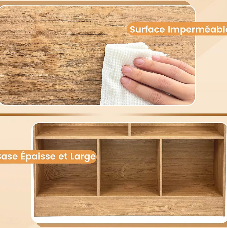 Étagère 8-Cube,3 Niveaux avec Compartiments , 2 Kits Anti-basculement, Armoire pour Livres ,Jouets, 100 x 24 x 104 cm (Naturel)