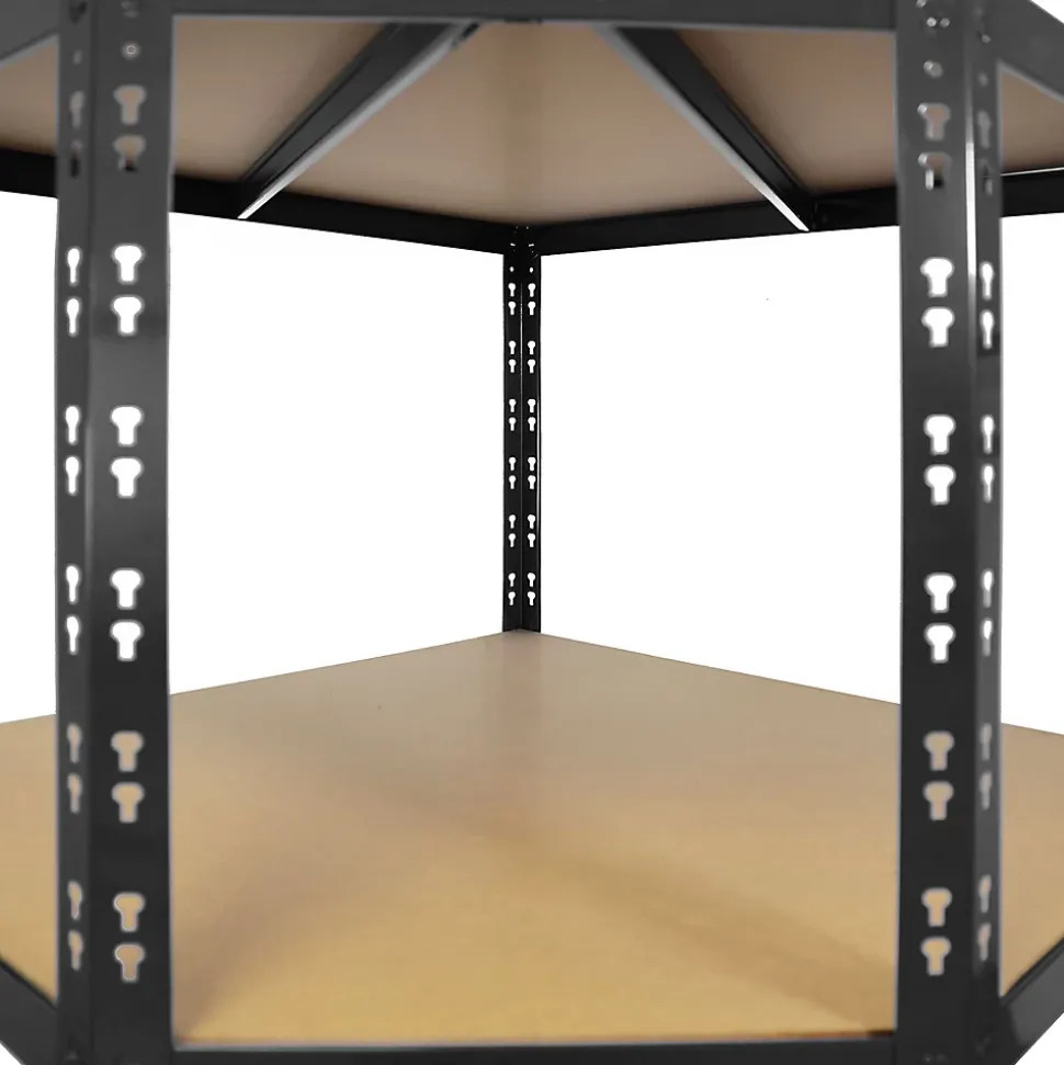 Étagère d'angle charge lourde, Noir, 5 Étages, 180 x 90 x 42 x 60 cm Charge Max : 875 kg