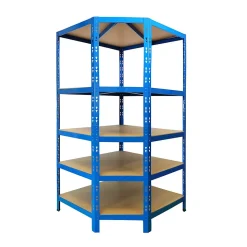 Étagère d'angle charge lourde, Bleu, 5 Étages, 180 x 90 x 42 x 60 cm Charge Max : 875 kg