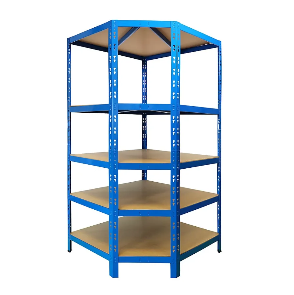 Étagère d'angle charge lourde, Bleu, 5 Étages, 180 x 90 x 42 x 60 cm Charge Max : 875 kg