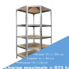 Étagère d'angle charge lourde, Galvanisé, 5 Étages, 180 x 90 x 42 x 60 cm Charge Max : 875 kg