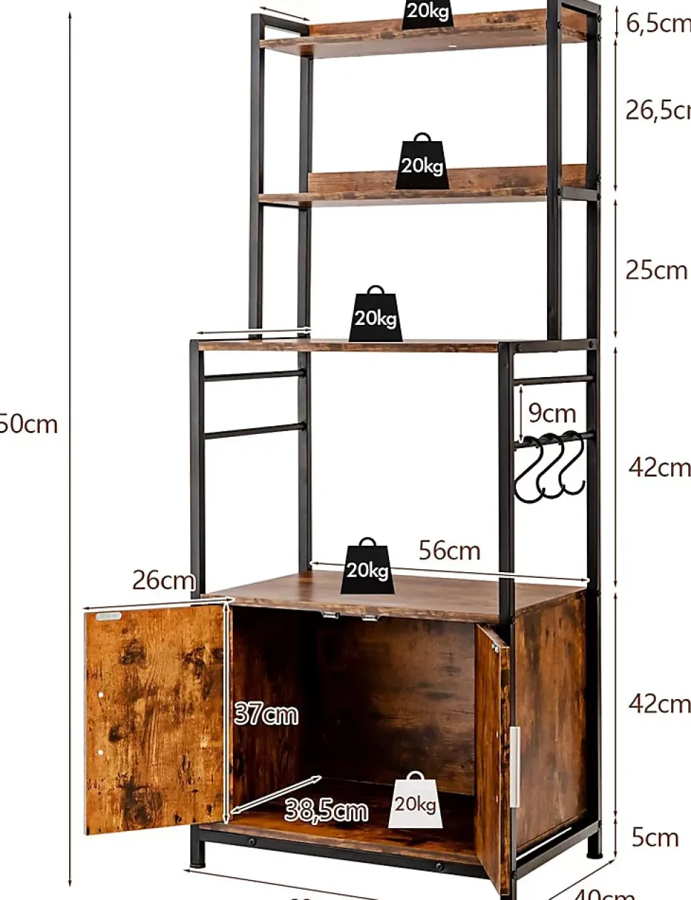 étagère de Cuisine Meuble de Rangement pour Cuisine Support de Rangement pour Four à Micro Ondes