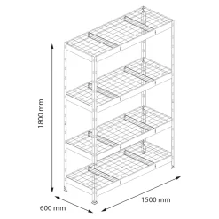 Étagère de garage en acier galvanisé H.180 x l.150 x P.60 cm