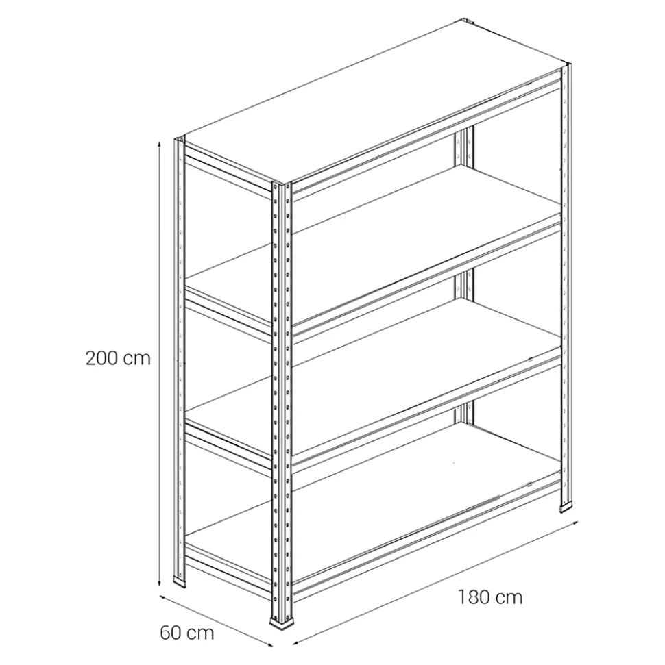 Étagère de garage en acier H.200 x l.180 x P.60 cm BULR600