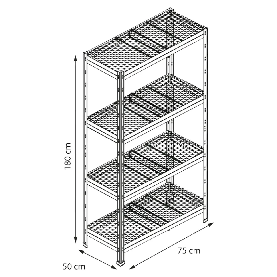 Étagère de garage en aluminium H.180 x l.75 x P.50 cm Horeca